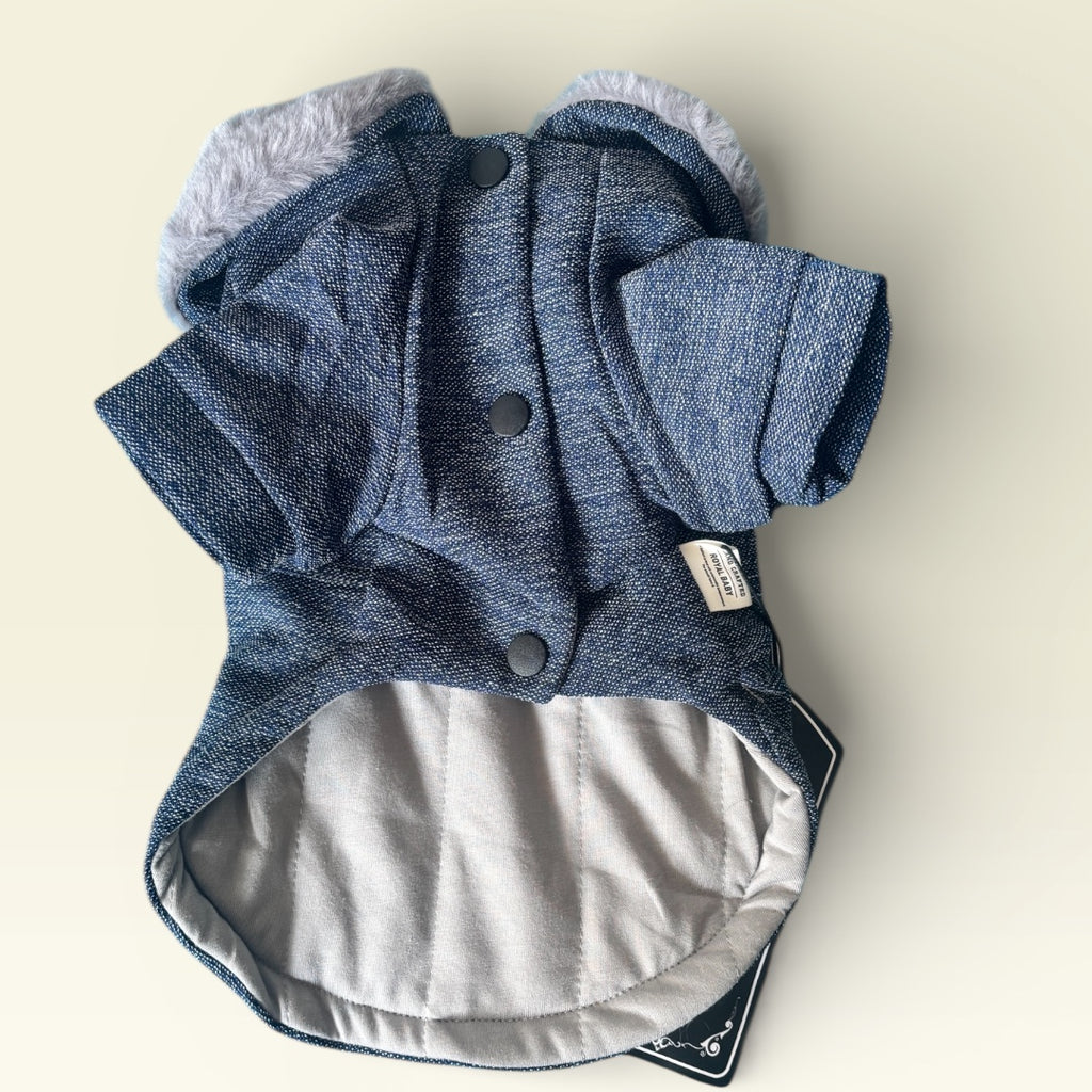 Chaqueta Azul con Cuello de Peluche | Kioto.pet