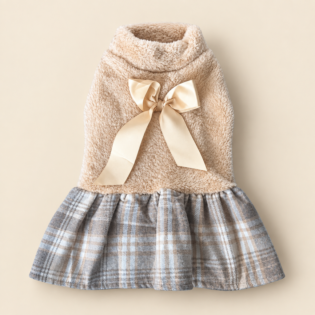 Vestido de Peluche con Falda a Cuadros