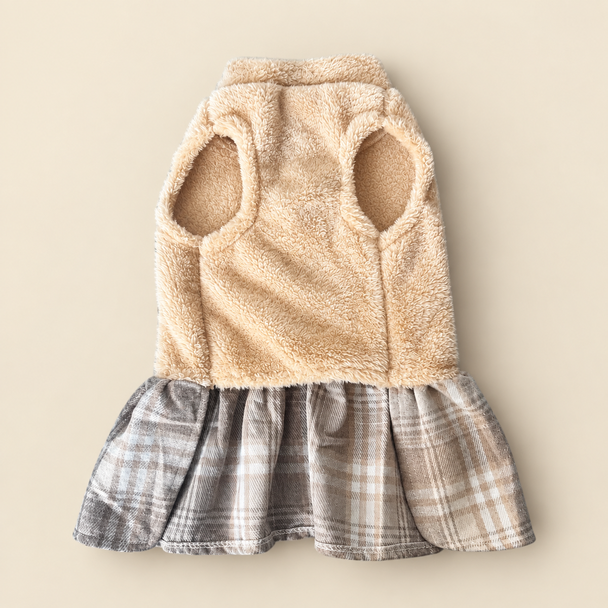 Vestido de Peluche con Falda a Cuadros