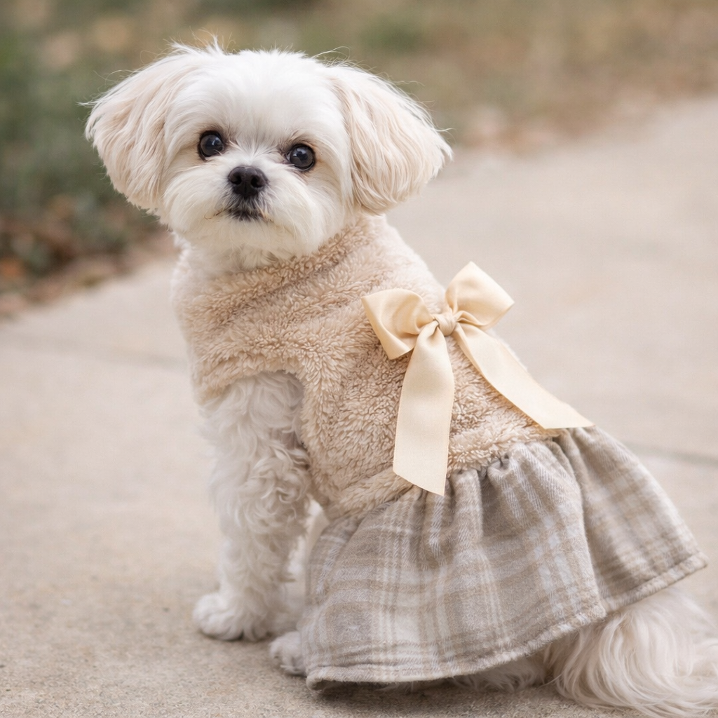 Vestido de Peluche con Falda a Cuadros
