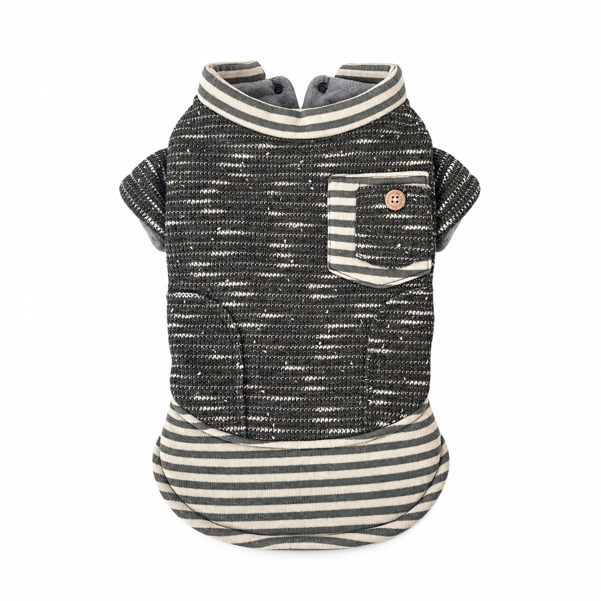 Playera Tejido con Bolsillo y Cuello a Rayas