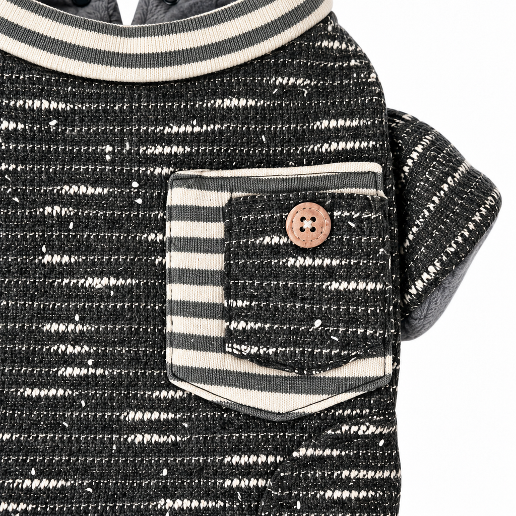 Playera Tejido con Bolsillo y Cuello a Rayas