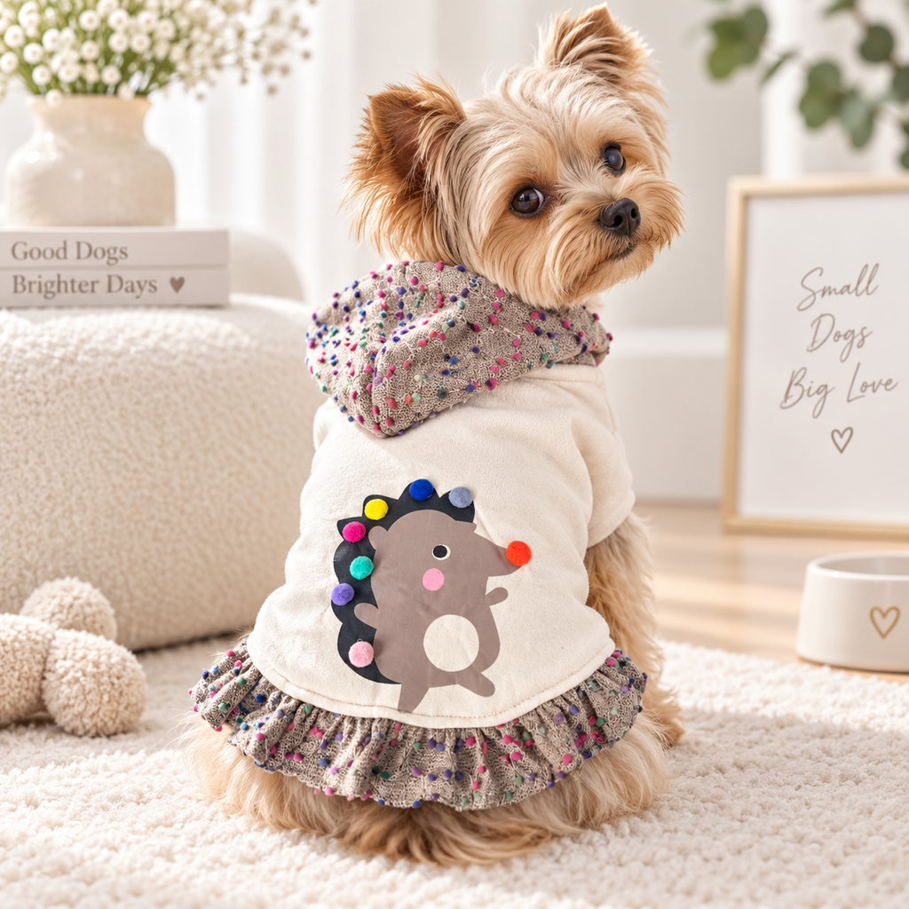 Vestido Erizo con Capucha y Olanes